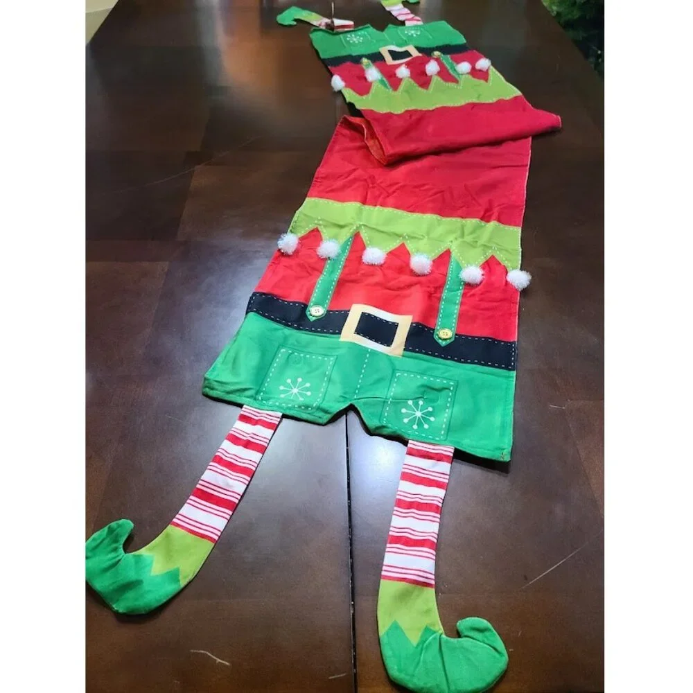 Christmas Table Runner Elf Decor Decorative Cloth Xmas Holiday Decoration Red